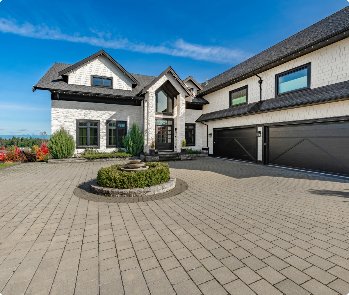 Modern house with large driveway